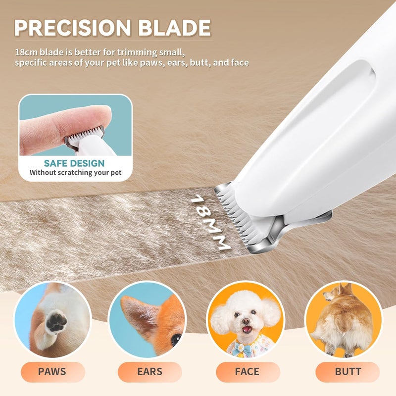MOONEON 2026 New Pet Precision Trimmer, Dog Paw Trimmer with LED Light, Low Noise, IP68 Waterproof, Dual-Speed Motor, Suit for Trimming Paw, Ear, Face, Butt, Eyebrows, USB Rechageble - Image 3